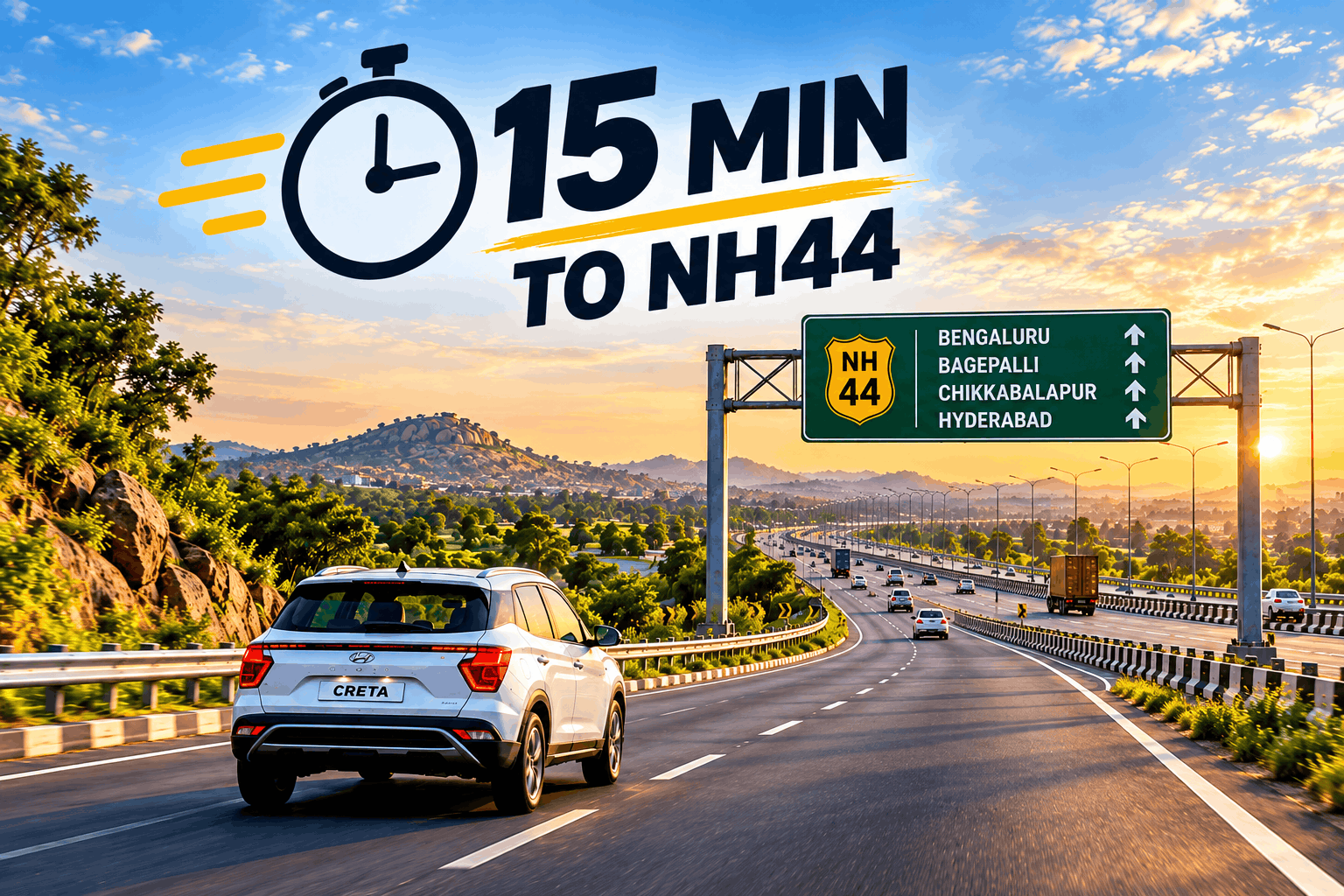 15 minutes to NH44 