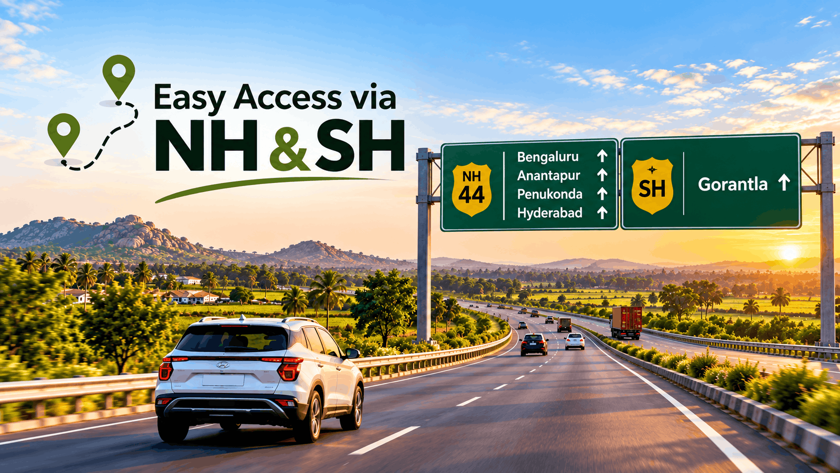 Highway access via national and state highways 